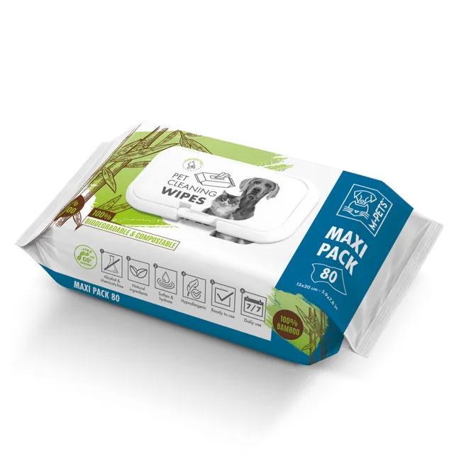 M-pets bamboo pet wipes 80pc