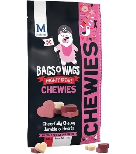 [6009686621275] Montego Bags O' Wags Cheerfully Chewy Jumble o' Hearts dog treats