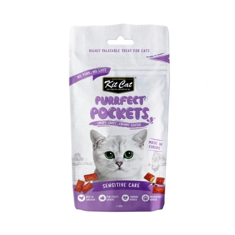 [780348007649] Kit Cat Purrfect Pockets Sensitive Care cat treats 60g