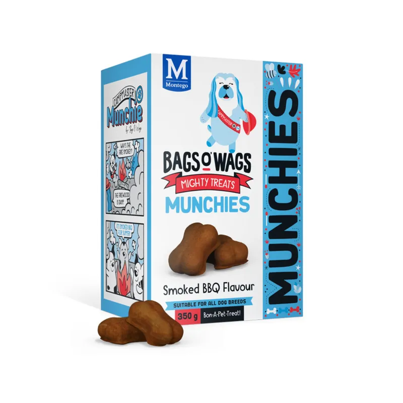 [6009686621572] Montego Bags O' Wags Munchies Smoked BBQ Flavour Dog Treats 350g