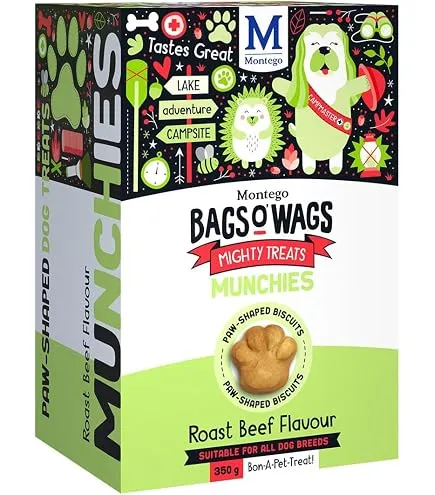 [6009686621589] Montego Bags O' Wags Munchies Roast Beef Flavour dog treats 350g