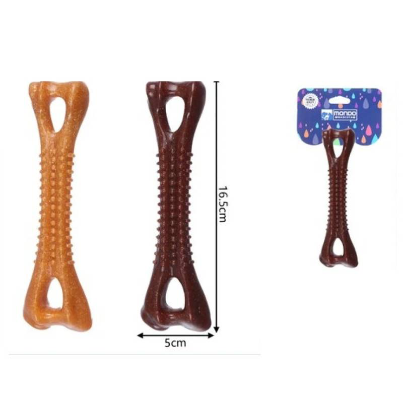 Bone-shaped dog chew toy (wood-look)