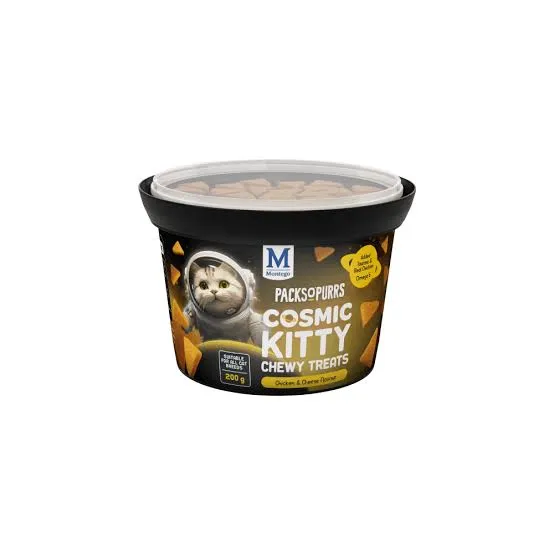 [6009686622975] Montego Packs O' Purrs Cosmic Kitty Chewy Treats in chicken and cheese flavor
