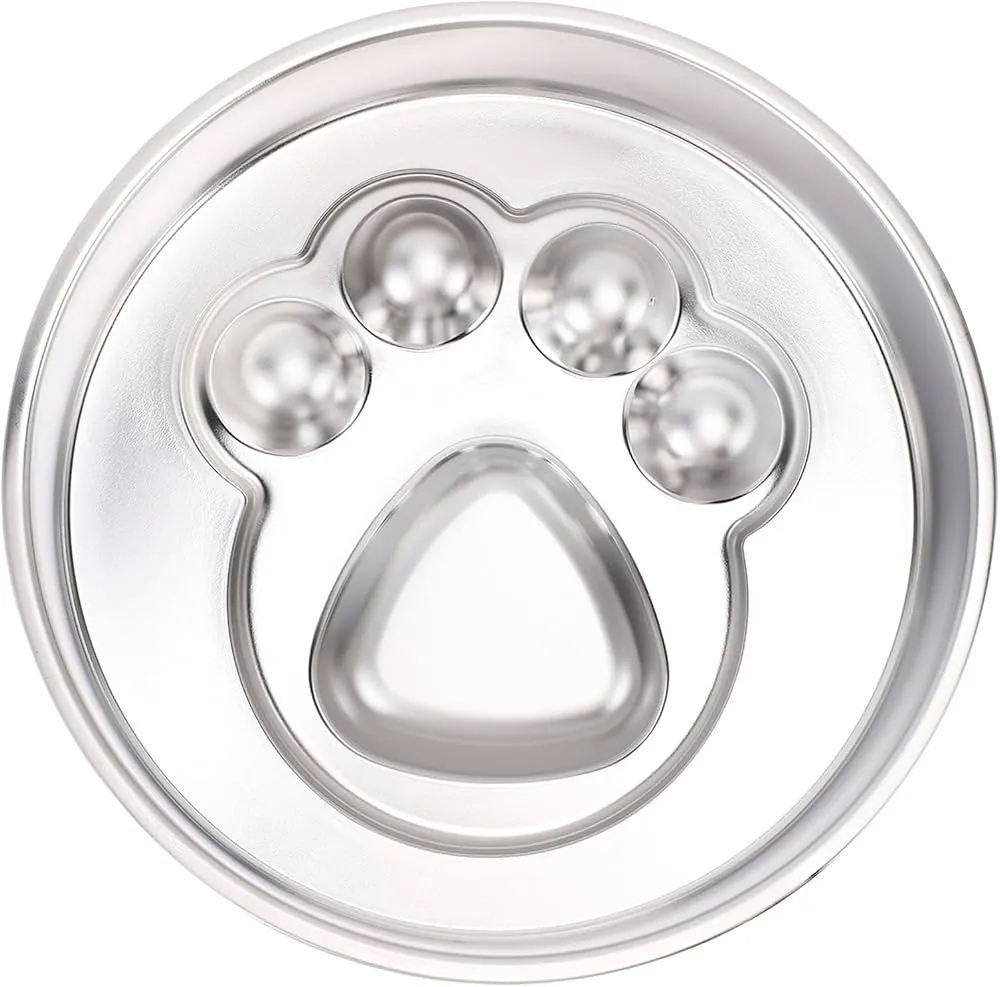 [8012346039691] stainless steel pet food bowl with paw