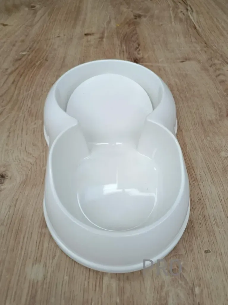 [6938104060382] White double pet bowl