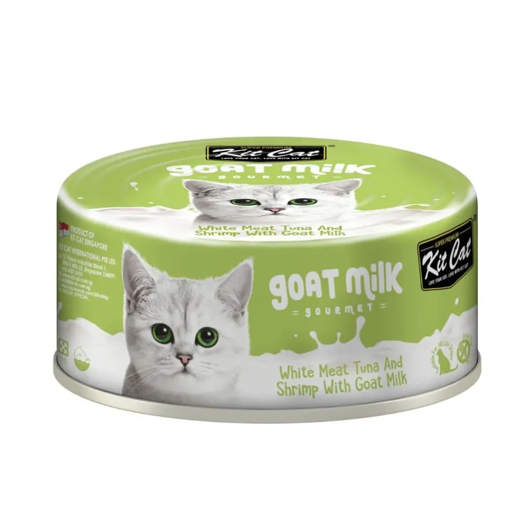 [8858772602340] Kit cat white meat tuna flakes & shrimp with goat milk 70g cat food