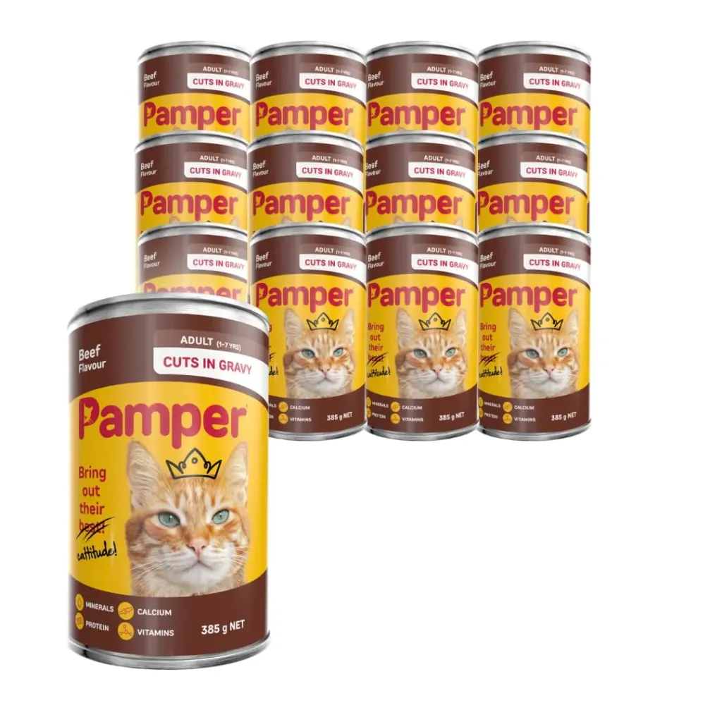 Pamper - adult cat - beef & liver flavor 385 g