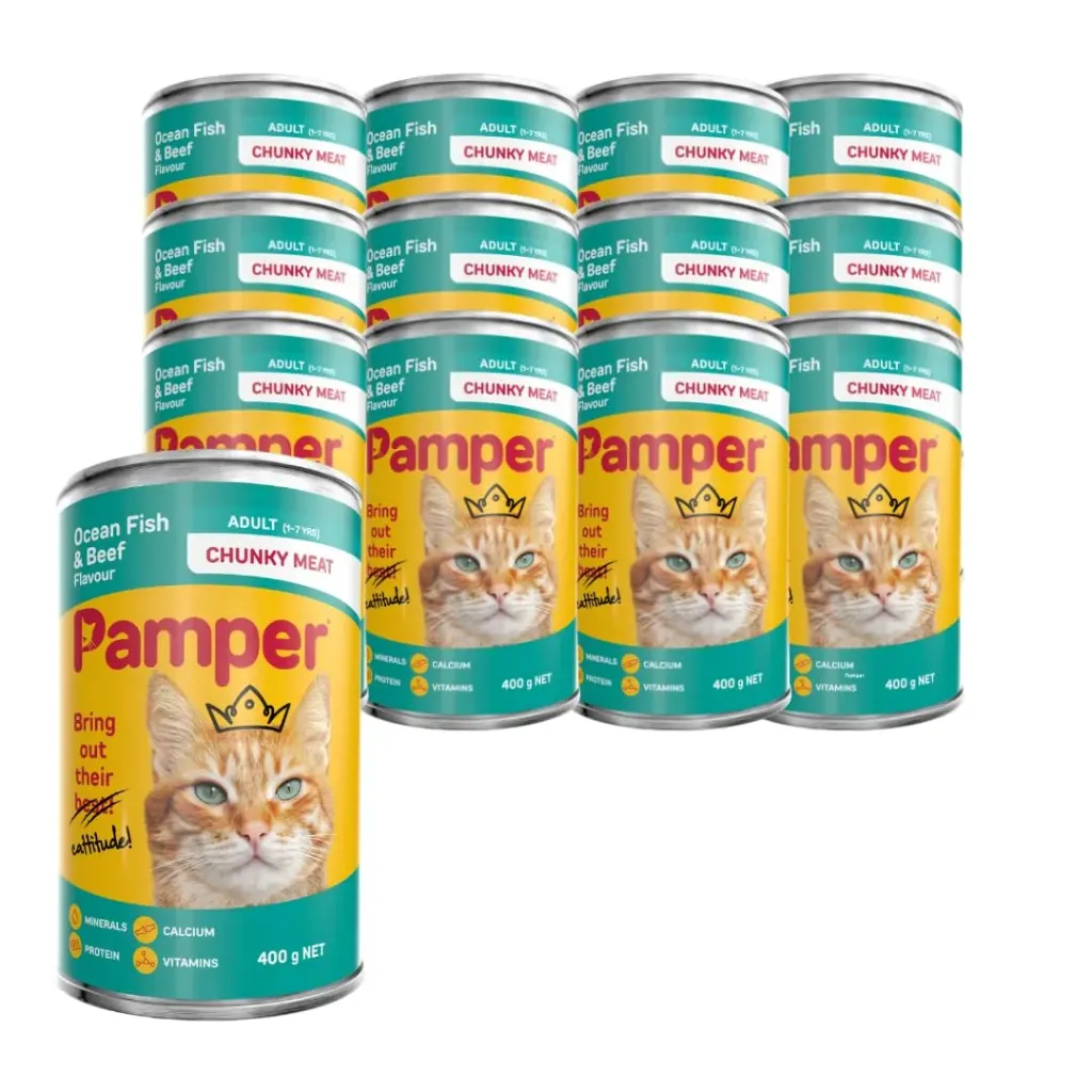 Pamper - adult cat - ocean fish & beef flavor 400g